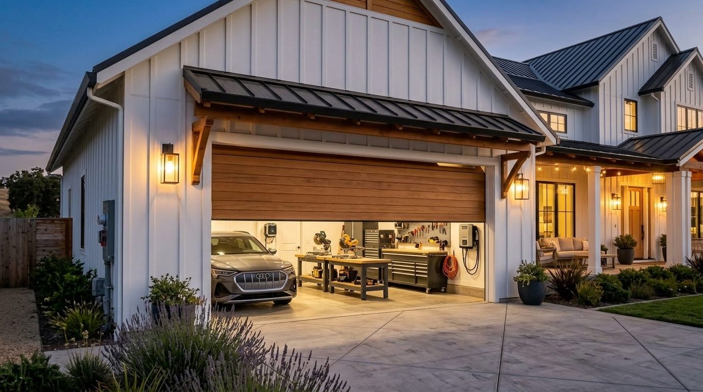 Stevens Garage Door Services Garage Door Gliding Open Revealing Warm Illuminated Interior